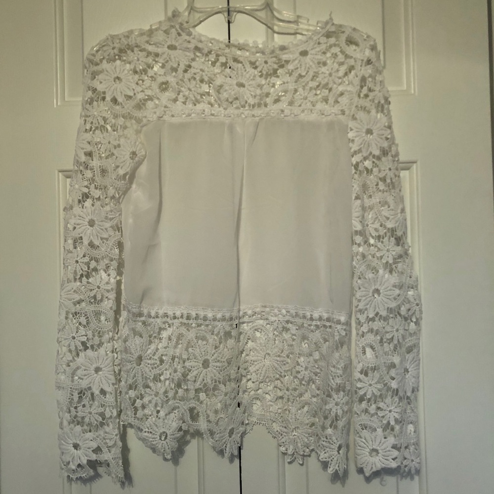 White Lace Long Sleeve Top S